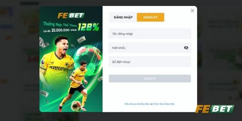 Đăng ký tài khoản FEBET đơn giản